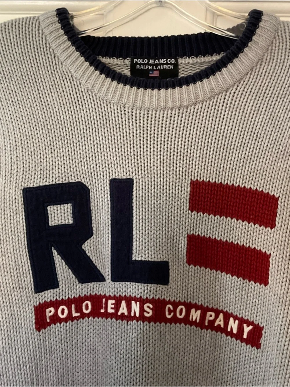 VTG Ralph Lauren Polo Jeans Co. Flag Sweater Mens Size L Americana‎ USA Heritage
